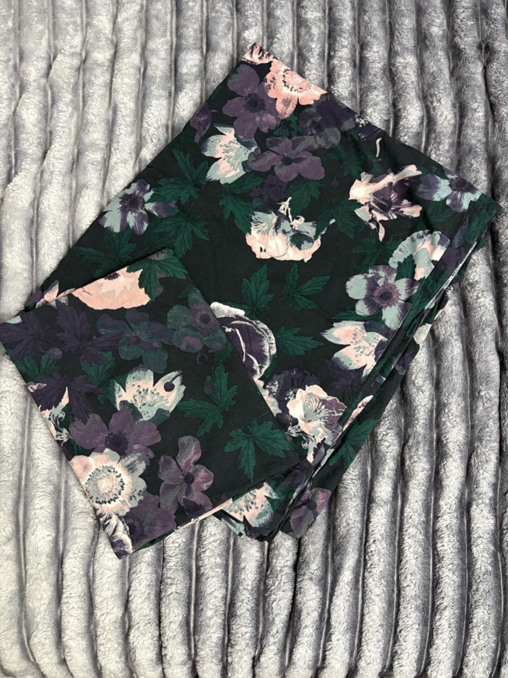 IKEA Cotton Queen Black Green Flowers Floral Duvet Cover 1 Sham Set